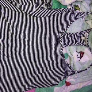 navy blue and white striped tank top